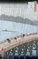 Lluvia repentina sobre el puente Shin-Ohashi y Atake, de la serie 